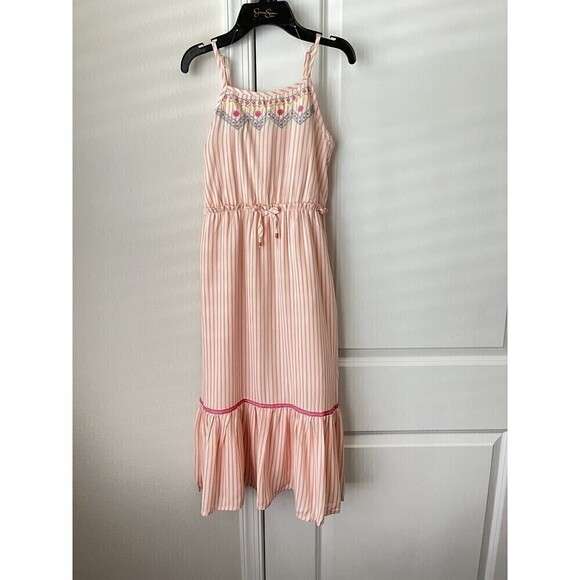 Jessica Simpson Youth Dress Mid to Maxi Length Peach Stripe Stretch Fit L(14/16) - Picture 1 of 10
